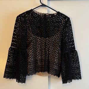 J. Crew Black Lace Blouse with built in cami